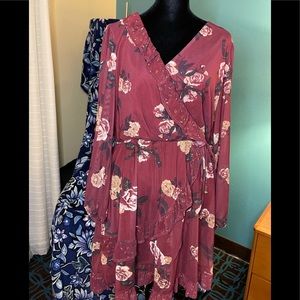 Beautiful burgundy floral fall dress